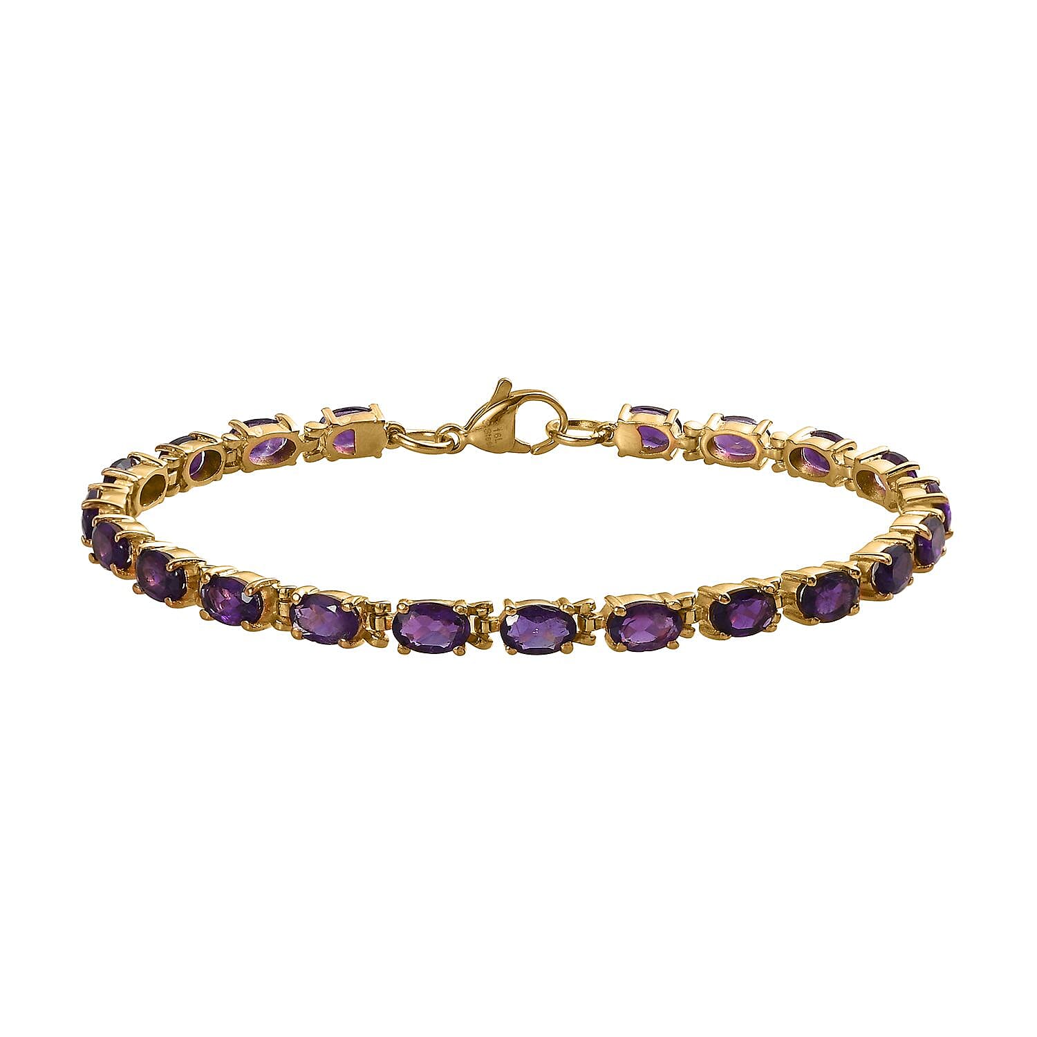 African Amethyst Bracelet in ION Plated YG Stainless Steel (7.25 In) 9.25 ctw