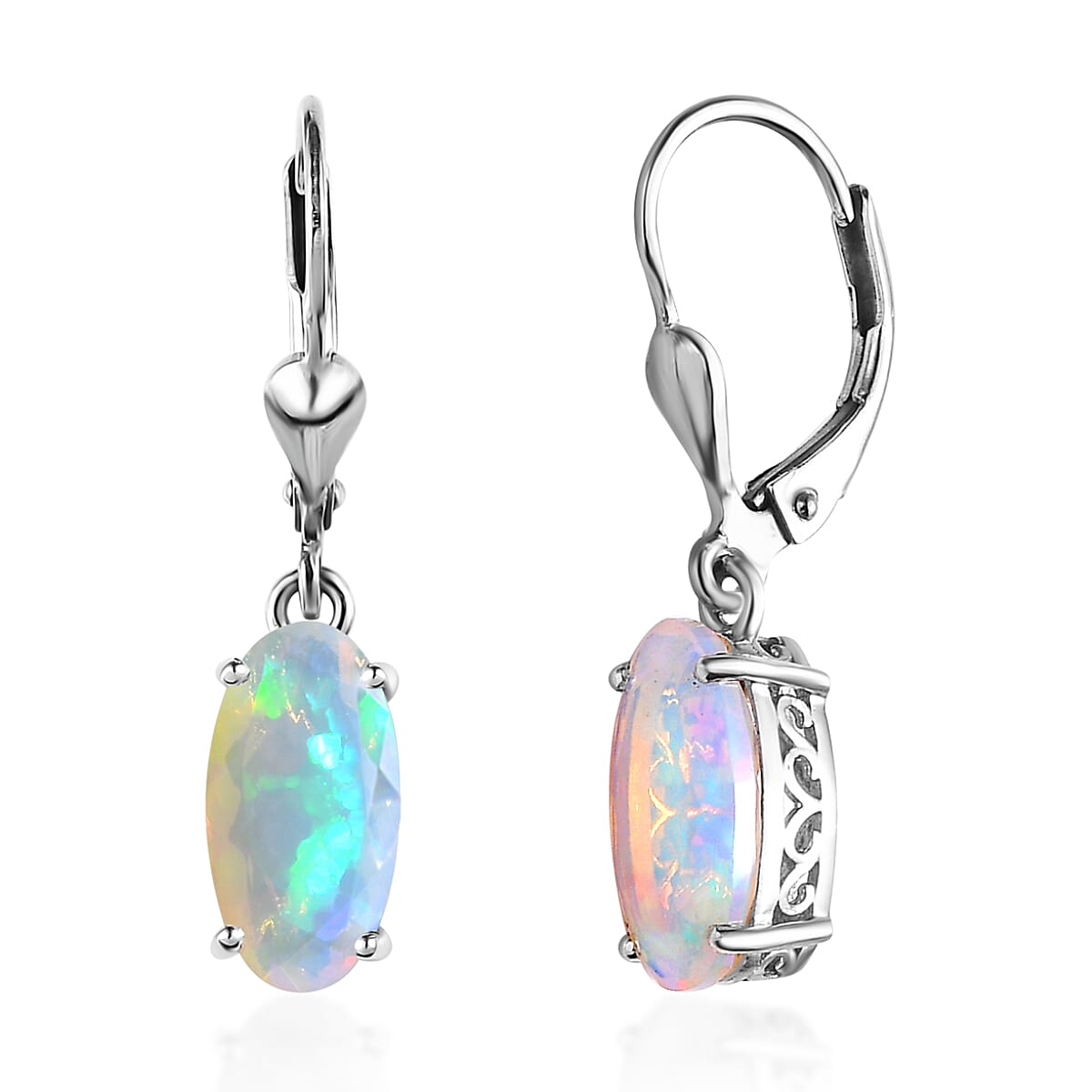 15 Oct TLV AAA Ethiopian Welo Opal Lever Back Earrings in Platinum Over Sterling Silver 2.65 ctw