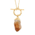 Made in Brazil Citrine 67.50 ctw Point Necklace in Goldtone 34 Inches - Sticky add to cart bar