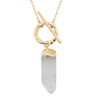 Crystal Point Pendant Necklace in Goldtone 34 Inches