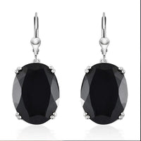 Thai Black Spinel Lever Back Earrings in Platinum Over Sterling Silver 49.00 ctw