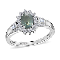 Luxoro 14K White Gold AAA Narsipatnam Alexandrite, Moissanite Floral Ring (Size 6.0) 1.15 ctw
