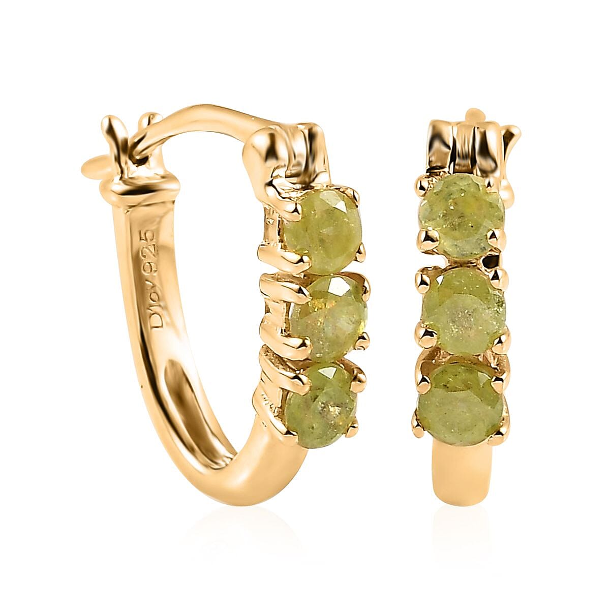 Premium Sava Sphene Huggie Hoop Earrings in Vermeil Yellow Gold Over Sterling Silver 0.85 ctw