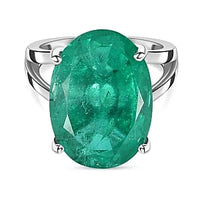 Emeraldine Triplet Quartz 13.51 ctw Ring in Rhodium Over Sterling Silver (Size 6.5)