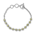 D'Joy Premium Sava Sphene and White Zircon Toggle Clasp Bracelet in Platinum Over Sterling Silver (6.50-8.0In) 4.60 ctw - Sticky add to cart bar