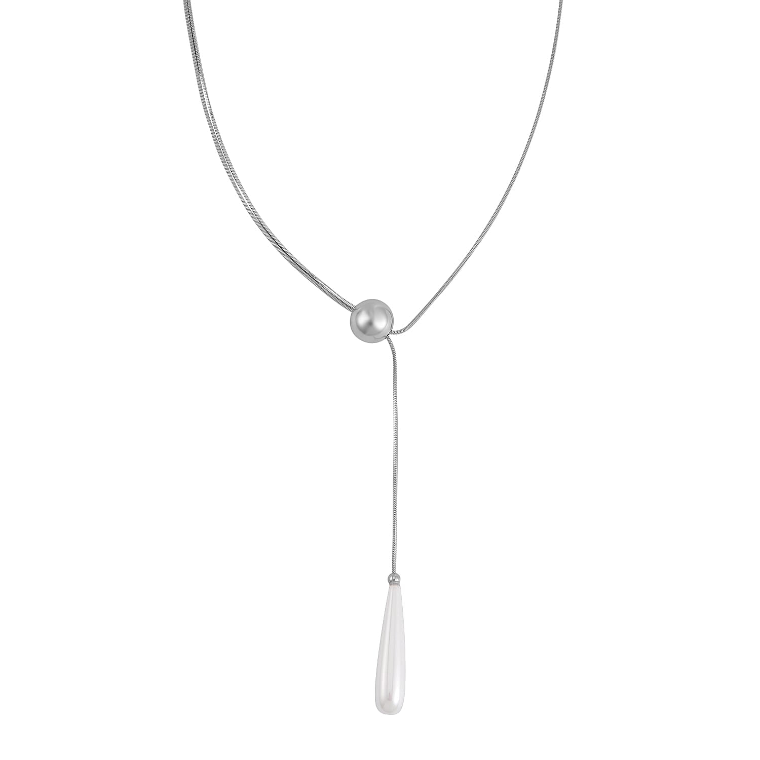White Shell Pearl Necklace Silvertone