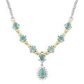 Grandidierite and White Zircon Necklace 18 Inches in Vermeil YG and Platinum Over Sterling Silver 1.90 ctw - Sticky add to cart bar