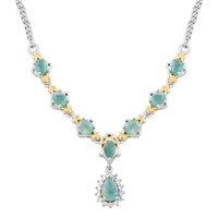 Grandidierite and White Zircon Necklace 18 Inches in Vermeil YG and Platinum Over Sterling Silver 1.90 ctw