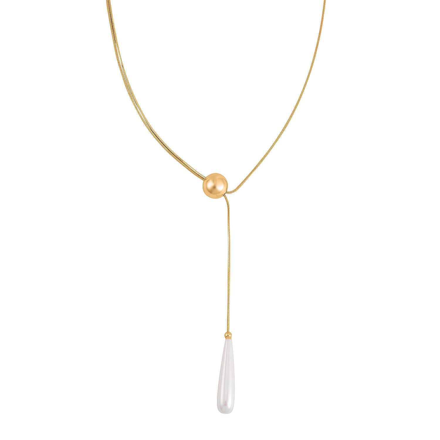 White Shell Pearl Necklace 20-22 Inches in Goldtone