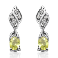 Premium Sava Sphene and White Zircon Earrings in Platinum Over Sterling Silver 0.50 ctw