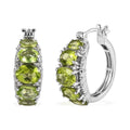 Premium Peridot and White Zircon Hoop Earrings in Platinum Over Sterling Silver 7.90 ctw - Sticky add to cart bar