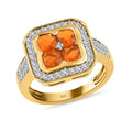Crimson Fire Opal and White Zircon 1.60 ctw Ring in Vermeil Yellow Gold Over Sterling Silver (Size 9.0) - Sticky add to cart bar