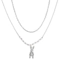 White Shell Pearl and Austrian Crystal Rabbit Pendant Necklace 20-22 Inches in Silvertone - Sticky add to cart bar