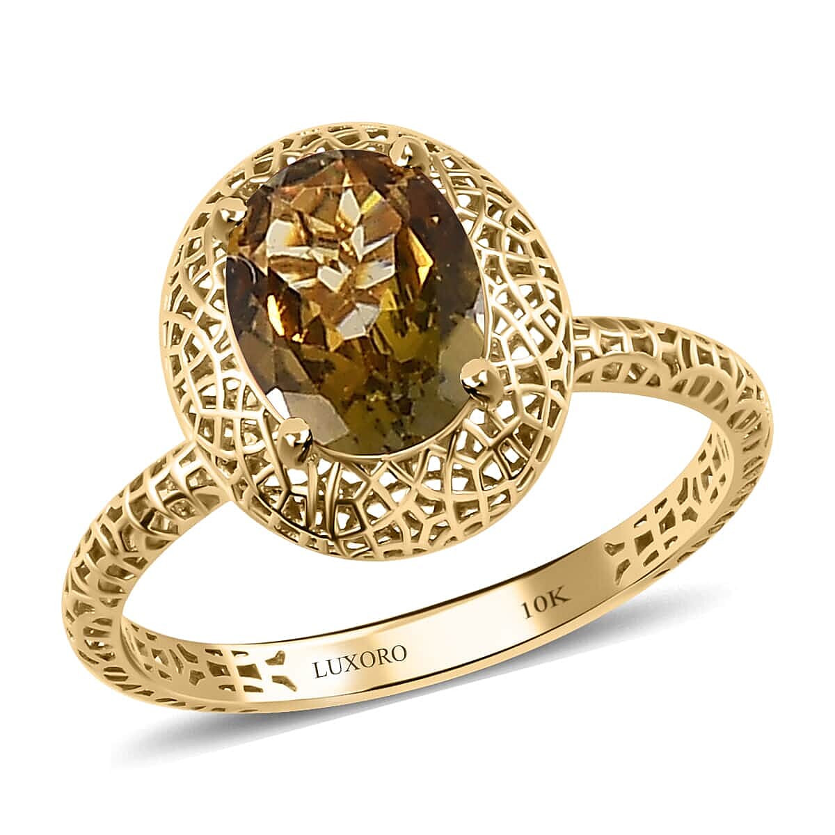 Mirage Collection Luxoro 10K Yellow Gold Premium Golden Tanzanite Solitaire Ring (Size 10.0) 1.00 ctw