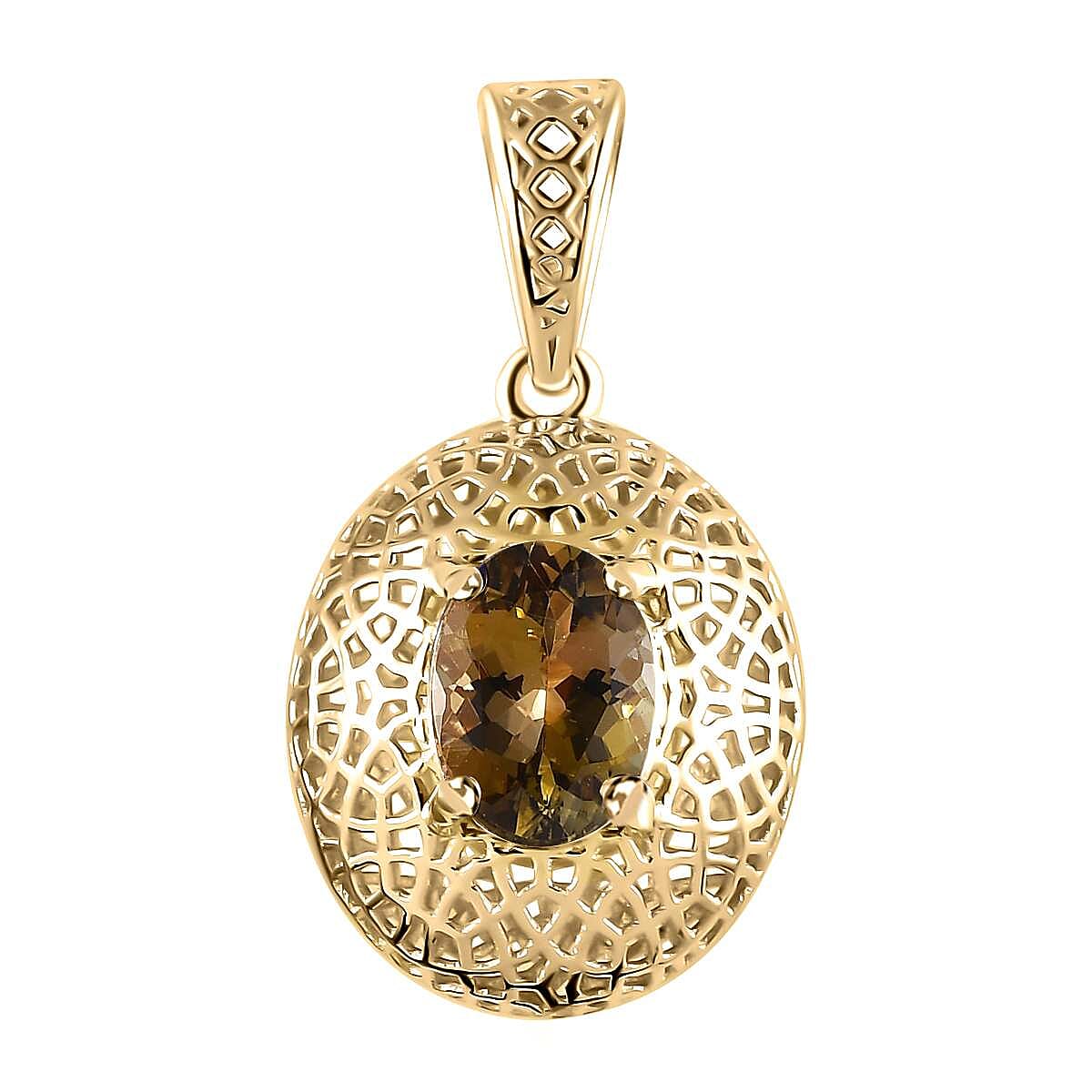 Mirage Collection Luxoro 10K Yellow Gold Premium Golden Tanzanite Pendant 1.00 ctw