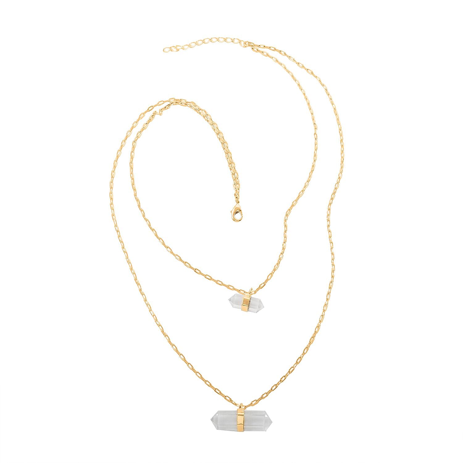 Crystal Double Layer Necklace 21-23 Inches in Silvertone