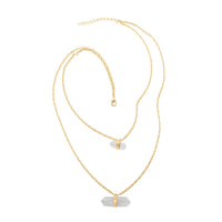 Crystal Double Layer Necklace 21-23 Inches in Silvertone