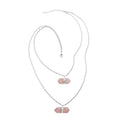 Galilea Rose Quartz Double Layer Necklace 21-23 Inches in Silvertone 36.00 ctw - Sticky add to cart bar