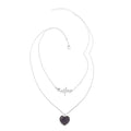 Amethyst Heart with Pulse Double Layer Necklace 21-23 Inches in Silvertone 23.50 ctw - Sticky add to cart bar