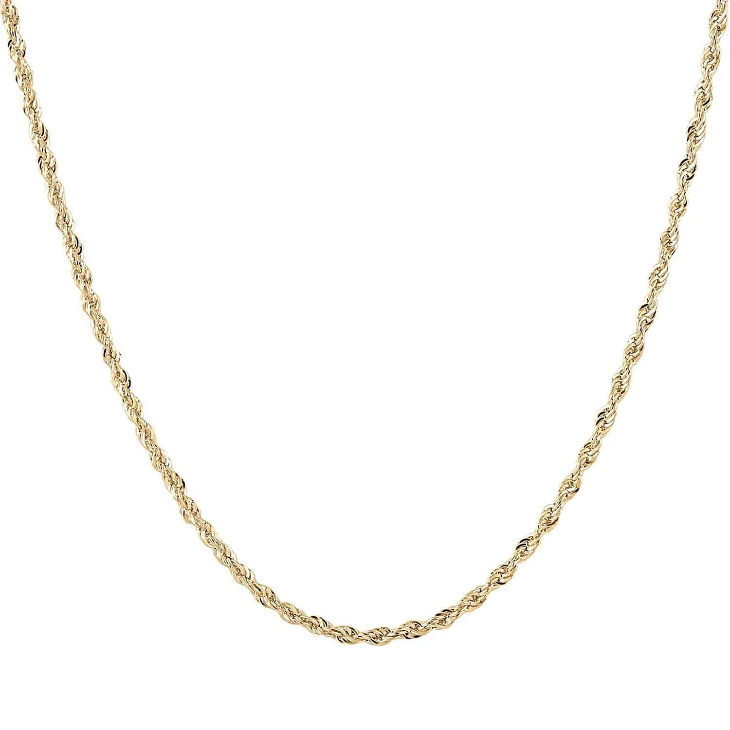 10K Yellow Gold 1.5mm Rope Chain Necklace 22 Inches 1.45 Grams