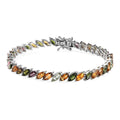 Multi-Tourmaline Tennis Bracelet in Platinum Over Sterling Silver (7.25 In) 14.50 ctw - Sticky add to cart bar