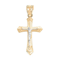 Made in USA 10K Yellow and White Gold Crucifix Pendant without Chain 0.90 Grams
