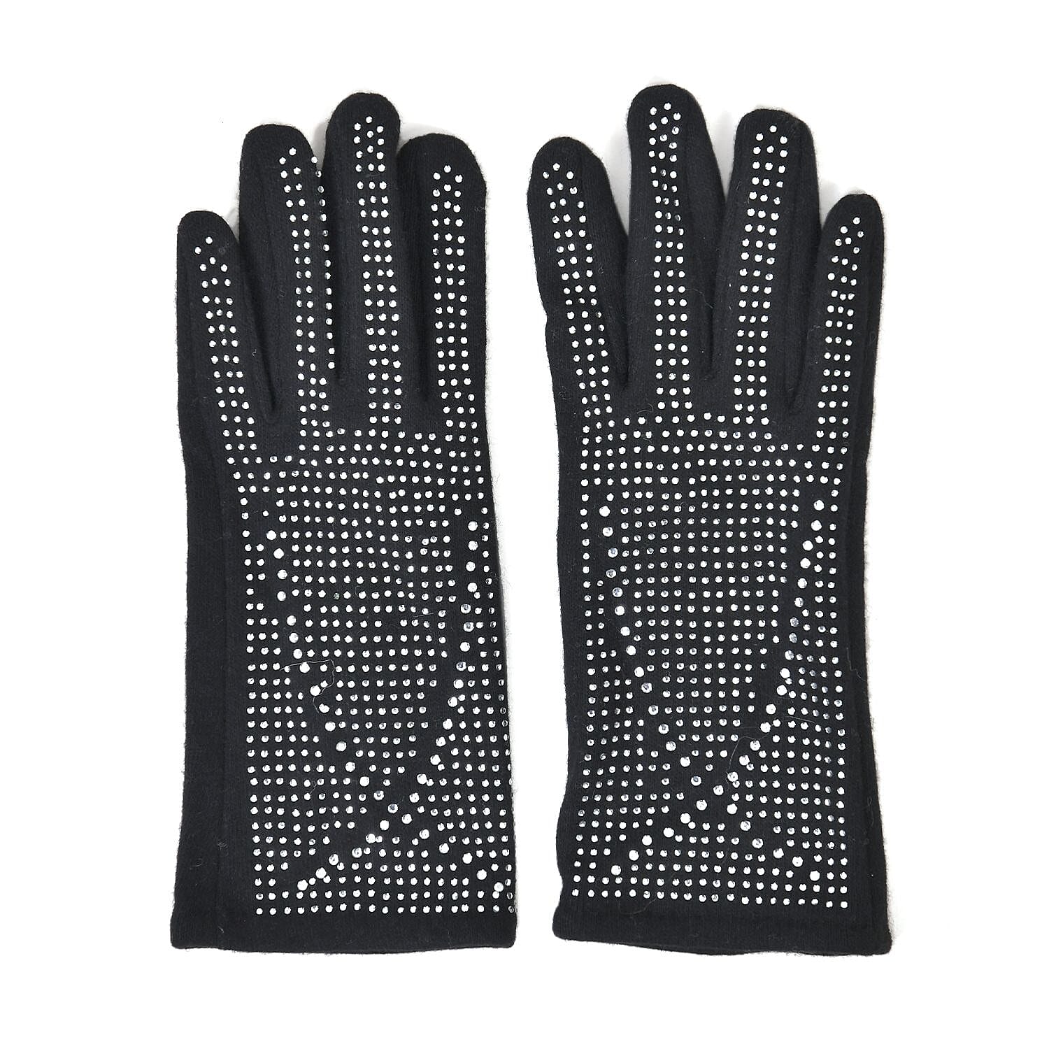Black 70% Cashmere Wool and 30% Polyster Gloves with Touch Screen Function (9.05"x3.93")