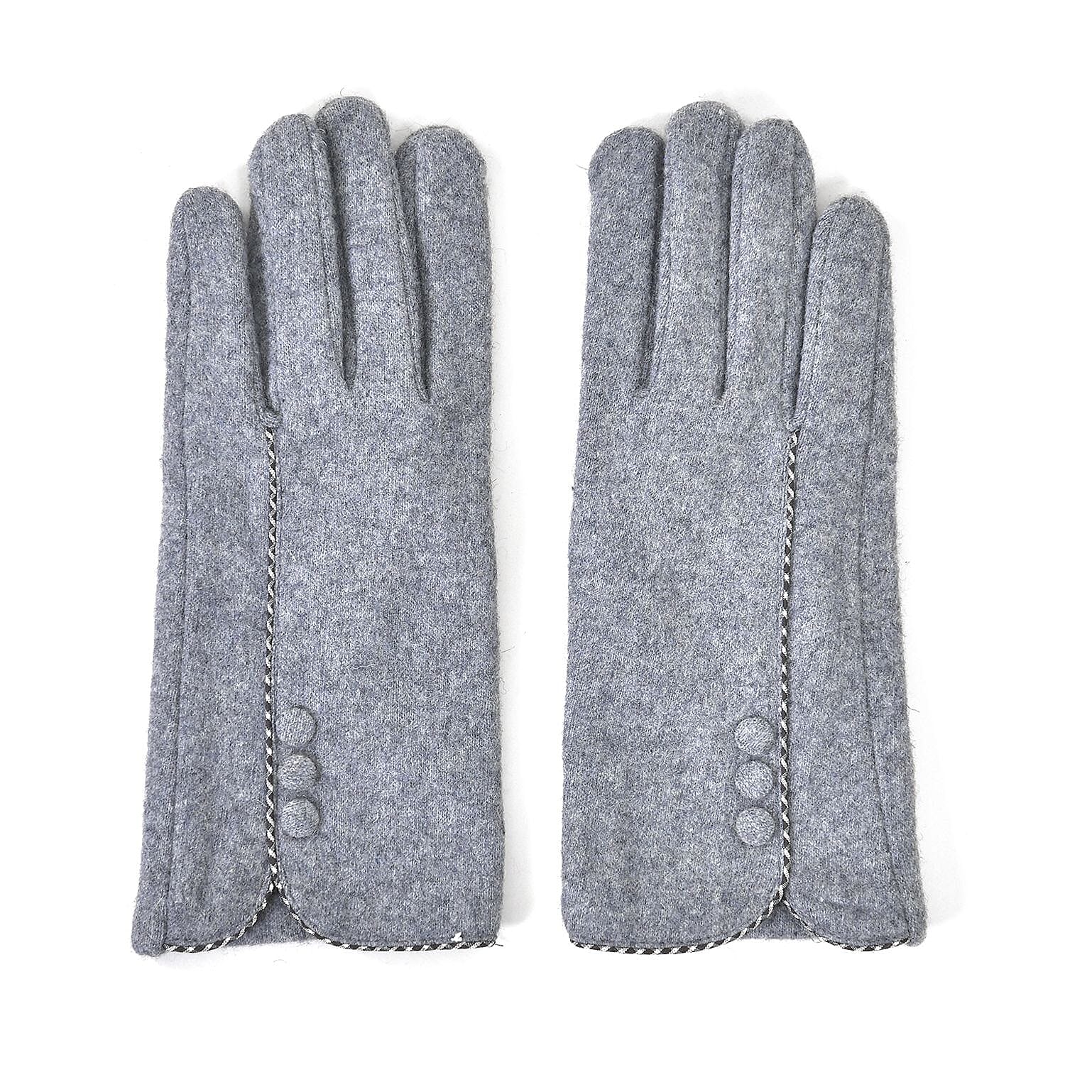 Gray 70% Cashmere Wool and 30% Polyster Gloves with Touch Screen Function (9"x3.93")