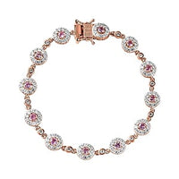 Purple Spinel and White Zircon 6.90 ctw Bracelet in Sterling Silver (7.5 In) (12.27 g)