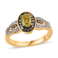 Premium Sava Sphene, Champagne and White Zircon Ring in Vermeil Yellow Gold Over Sterling Silver 1.00 ctw - Sticky add to cart bar