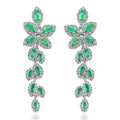 AAA Kagem Emerald and White Zircon Leaves Dangle Earring in Rhodium Over Sterling Silver 3.70 ctw - Sticky add to cart bar
