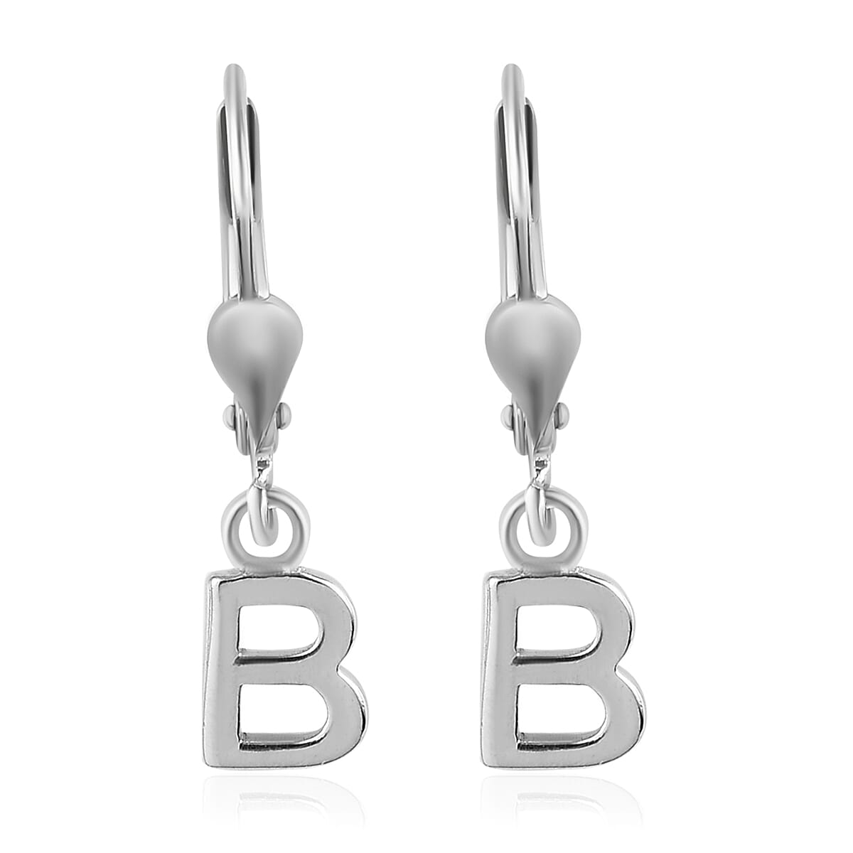 Platinum Over Sterling Silver Initial A Earrings