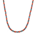 Boulder Opal Triplet and Mediterranean Coral Tennis Necklace 18 Inches in Rhodium Over Sterling Silver 19.90 ctw - Sticky add to cart bar