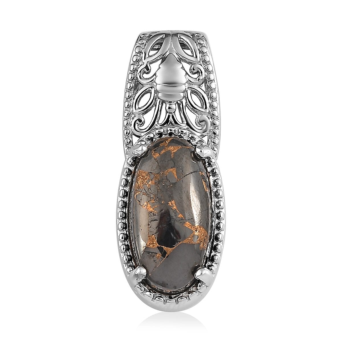 KARIS Matrix Silver Shungite Solitaire Pendant in Platinum Bond 2.40 ctw