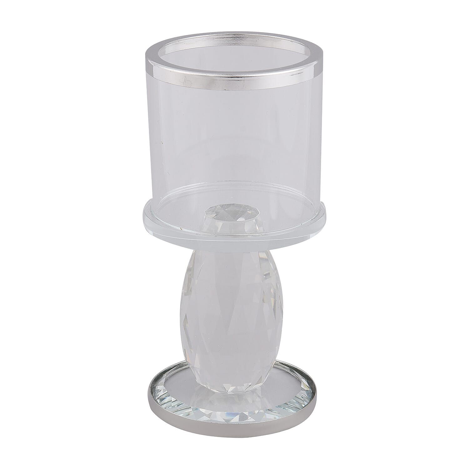 Black Round Cup Crystal Candle Holder (2.56"x2.56"x5.71")