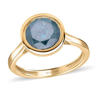 SGL Certified Luxoro 10K Yellow Gold Blue Diamond Solitaire Ring 3.15 ctw