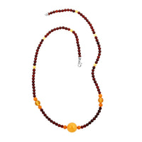 Multi Colored Amber Necklace 23.5 Inches in Sterling Silver