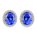 Certified & Appraised Luxoro 14K White Gold AAA Tanzanite and G-H I2 Diamond Halo Stud Earrings 3.75 ctw - Sticky add to cart bar