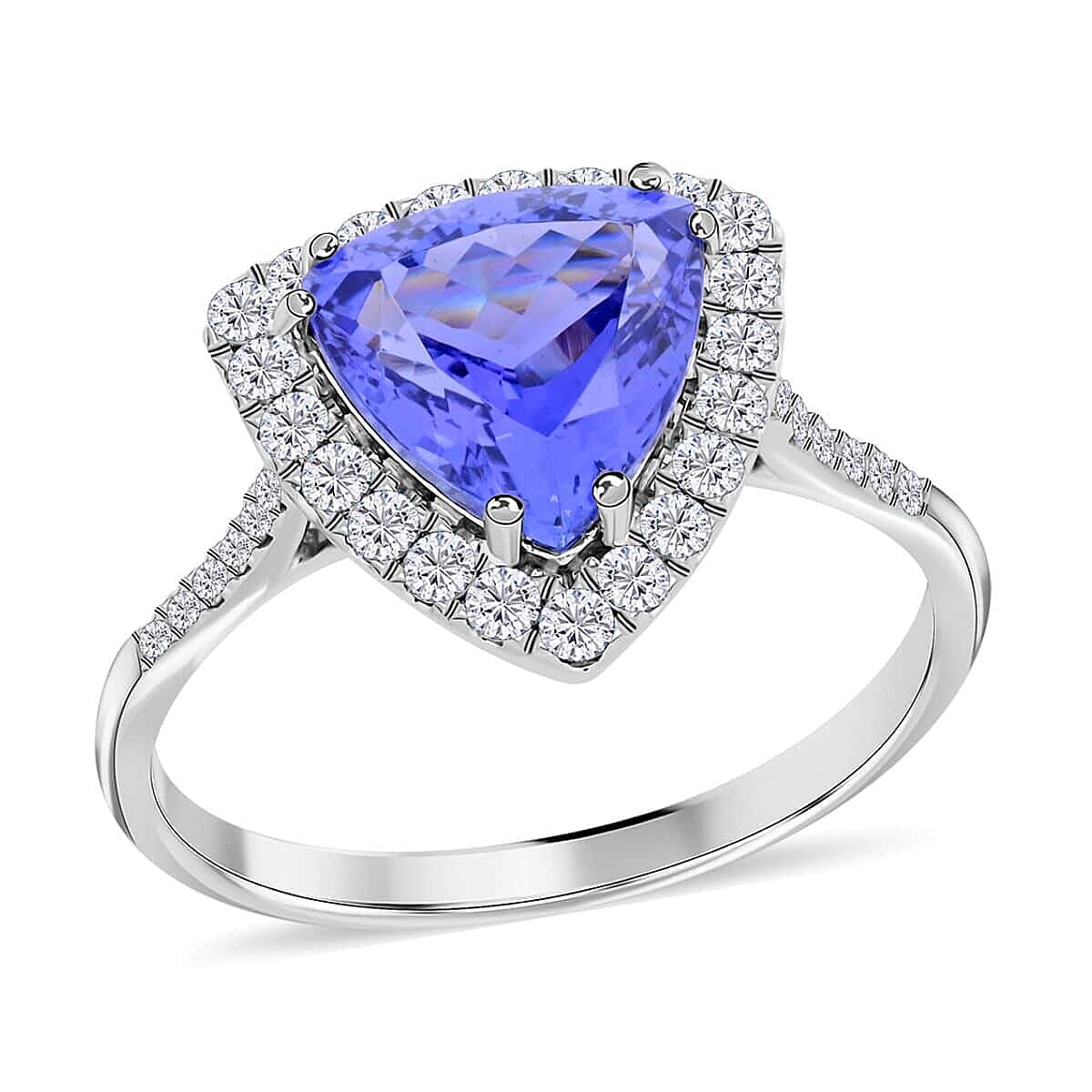 Certified & Appraised Luxoro 14K White Gold AAA Tanzanite and I2 Diamond Ring 3.85 Grams 3.25 ctw