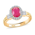 Modani 14K Yellow Gold Mozambique Ruby, Natural Yellow and White Diamond I1 Halo Ring 4.25 Grams 1.50 ctw (Del. in 10-12 Days) - Sticky add to cart bar