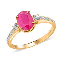 Luxoro 14K Yellow Gold Mozambique Ruby and Diamond  Signature Ring
