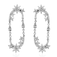 Moissanite Sun Starburst Statement Paperclip Earrings in Platinum Over Sterling Silver 1.00 ctw