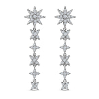 Moissanite Celestial Drop Earrings in Platinum Over Sterling Silver 1.60 ctw