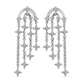 Moissanite Chandelier Starbust Statement Earrings in Platinum Over Sterling Silver 0.70 ctw - Sticky add to cart bar
