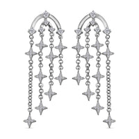 Moissanite Chandelier Starbust Statement Earrings in Platinum Over Sterling Silver 0.70 ctw