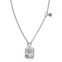 Sleeping Beauty Turquoise, Moissanite Necklace (18 Inches) in Platinum Over Sterling Silver 0.80 ctw