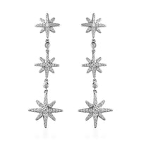 Moissanite Starburst Drop Statement Earrings in Platinum Over Sterling Silver 1.80 ctw
