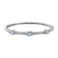 Sky Blue Topaz and Moissanite Bangle Bracelet in Platinum Over Sterling Silver (7.25 in) 2.50 ctw - Sticky add to cart bar