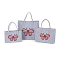 Set of 3 Butterfly Pattern Felt Tote Bag (11.81"x7.87"x4.72"), (13.78"x9.84"x4.72") and (15.75"x13.78"x5.9") - Sticky add to cart bar