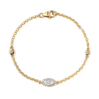 Moissanite Evil Eye Protector Station Bracelet in Vermeil Yellow Gold Over Sterling Silver (7.25 In) 0.85 ctw